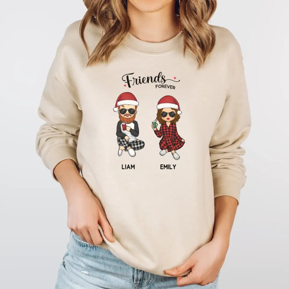 Shirts & Tops-Friends Forever | Personalized Unisex T-Shirt for Best Friends-Unisex Sweatshirt-Sand-JackNRoy