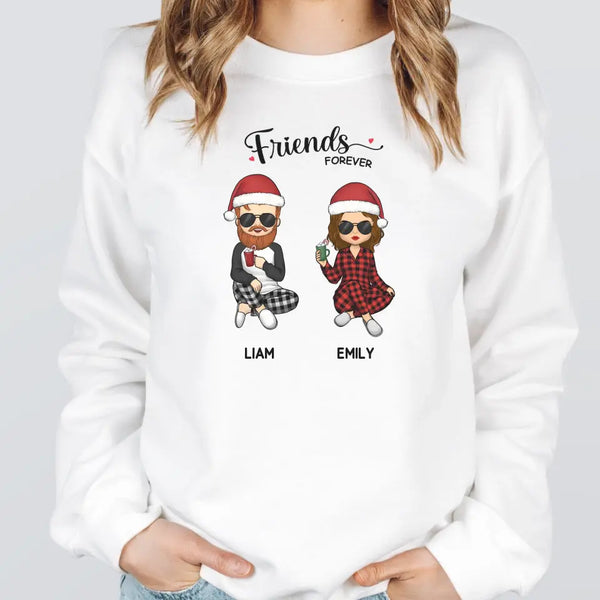 T-Shirt-Friends Forever | Personalized Unisex T-Shirt for Best Friends-Unisex Sweatshirt-White-JackNRoy