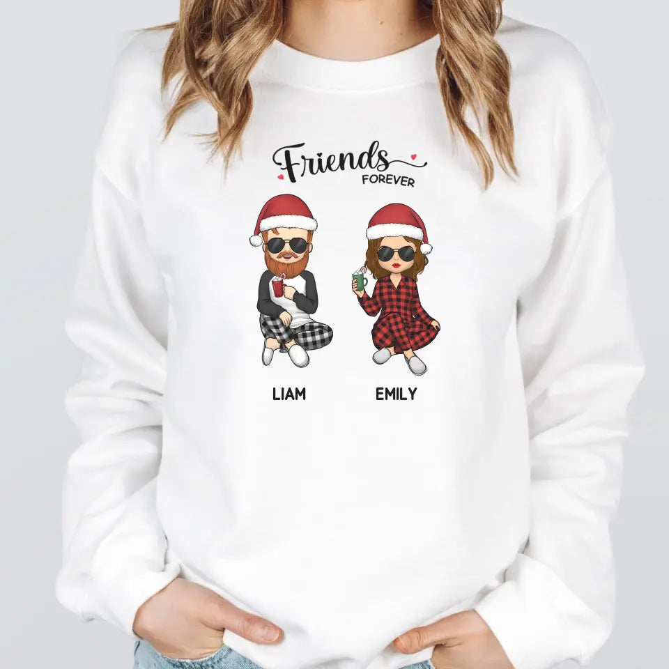 Shirts & Tops-Friends Forever | Personalized Unisex T-Shirt for Best Friends-Unisex Sweatshirt-White-JackNRoy