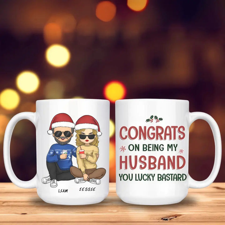 Mugs-Congrats on Being My Husband | Personalized Mug for Couples | (11oz/15oz)-White Mug-White-JackNRoy