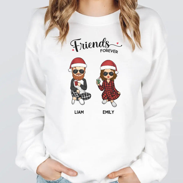 Sweatshirt-Friends Forever | Personalized Unisex Sweatshirt for Best Friends-Unisex Sweatshirt-White-JackNRoy