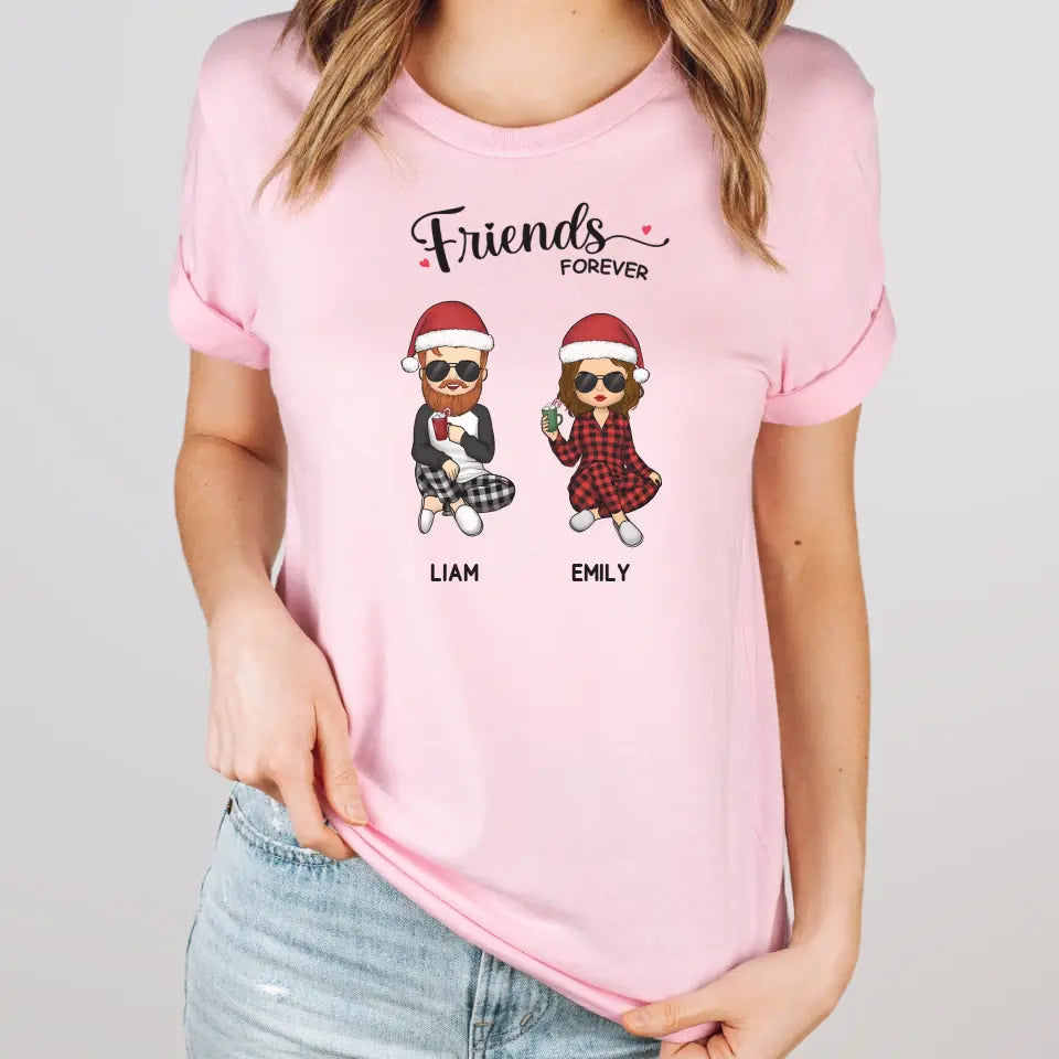 Shirts & Tops-Friends Forever | Personalized Unisex Sweatshirt for Best Friends-Unisex T-Shirt-Pink-JackNRoy