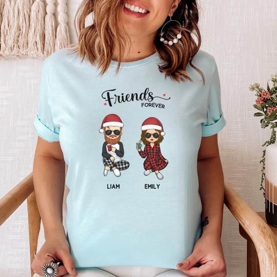 Shirts & Tops-Friends Forever | Personalized Unisex Sweatshirt for Best Friends-Unisex T-Shirt-Heather Ice Blue-JackNRoy