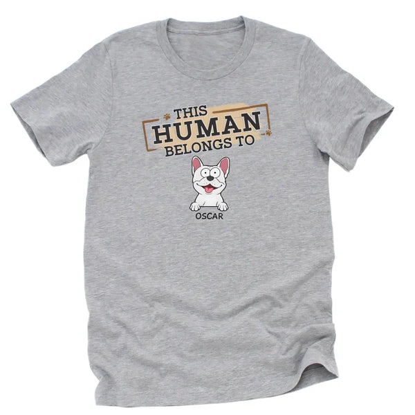 T-Shirt-This Human Belongs To - Personalized Unisex T-Shirt for Pet Lovers | Personalized Gift-Unisex T-Shirt-Athletic Heather-JackNRoy