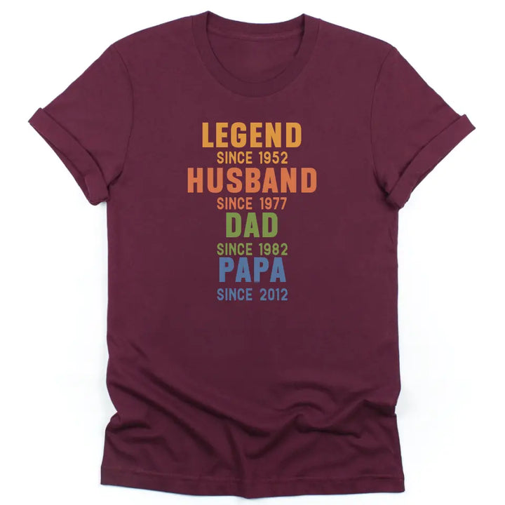 Shirts & Tops-Legend - Husband - Dad - Personalized T-Shirt For Men | Dad Gift | Gift For Him-Unisex T-Shirt-Maroon-JackNRoy