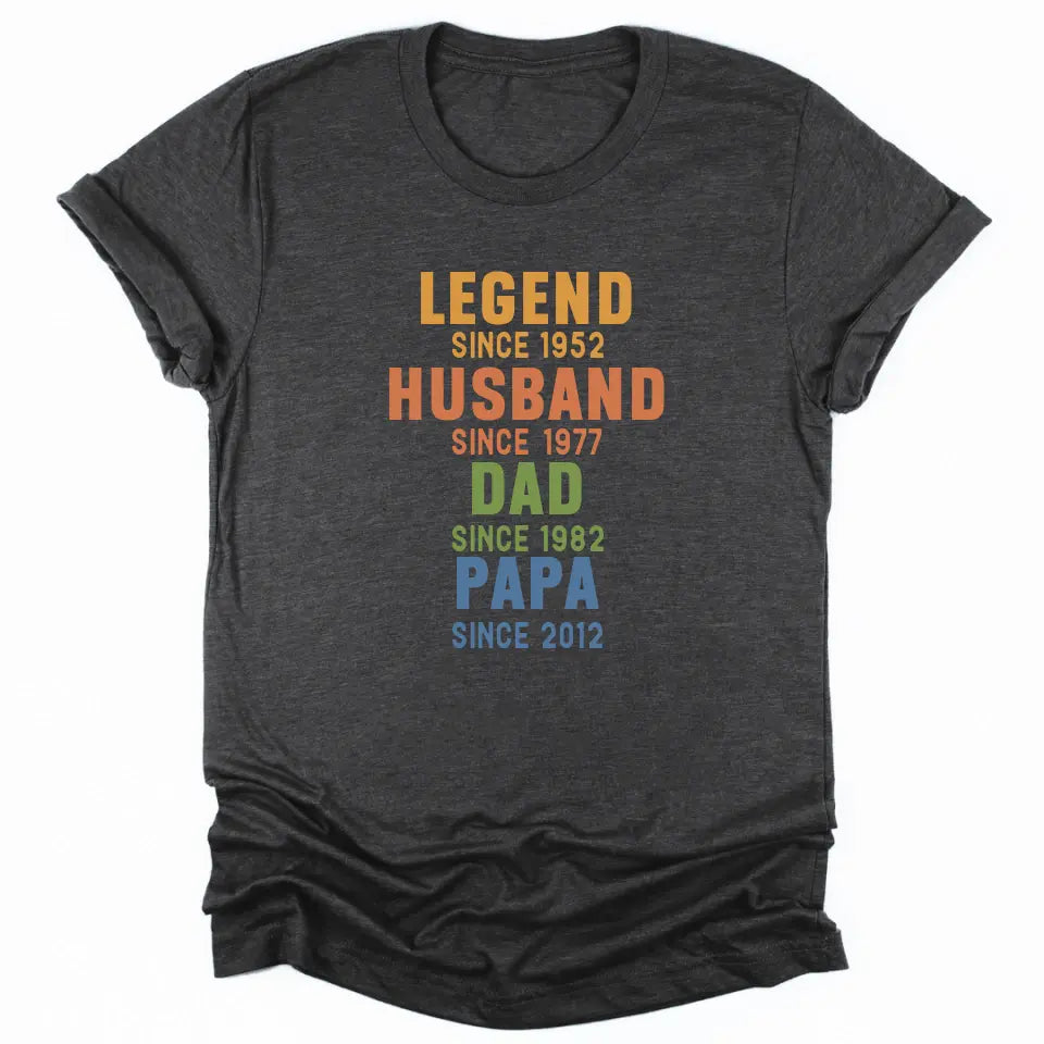 Shirts & Tops-Legend - Husband - Dad - Personalized T-Shirt For Men | Dad Gift | Gift For Him-Unisex T-Shirt-Dark Grey Heather-JackNRoy