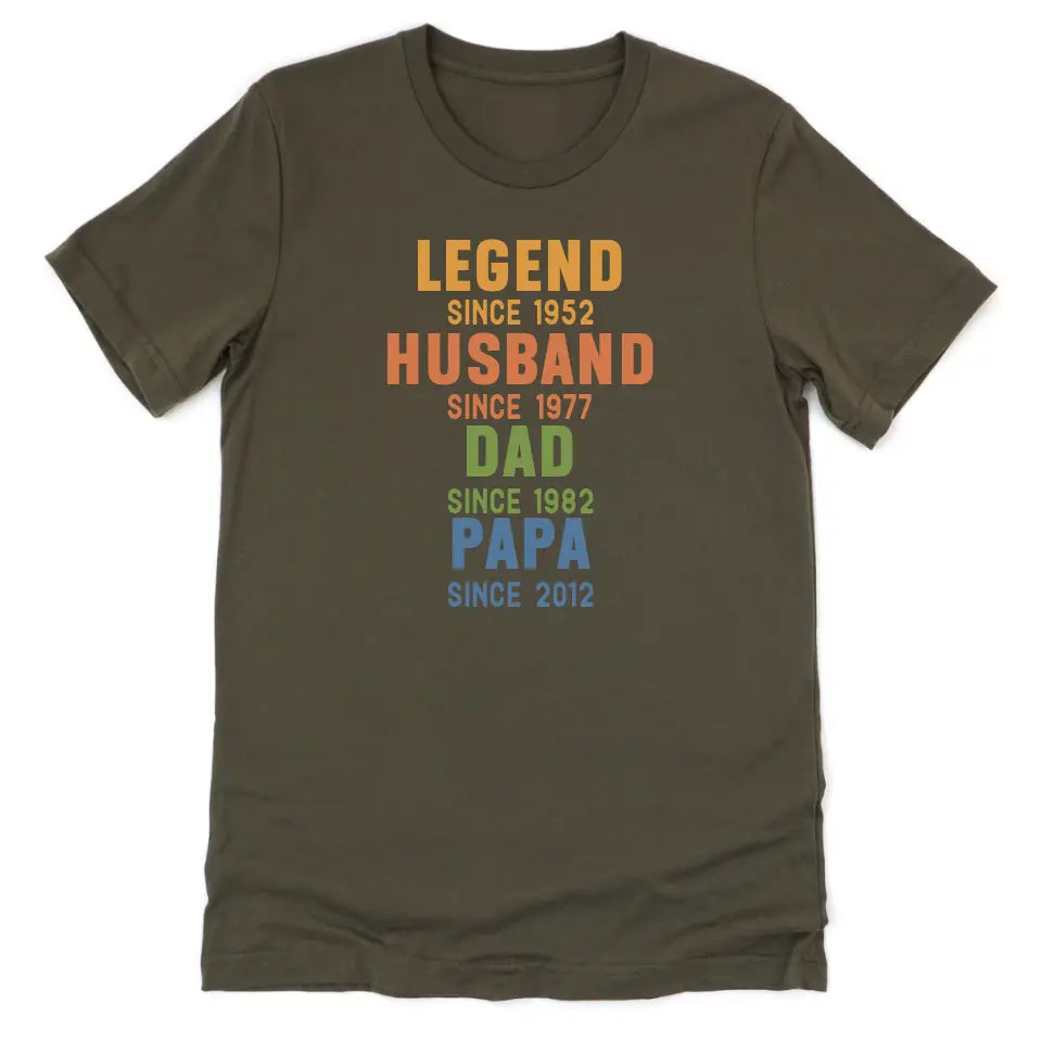 Shirts & Tops-Legend - Husband - Dad - Personalized T-Shirt For Men | Dad Gift | Gift For Him-Unisex T-Shirt-Army-JackNRoy