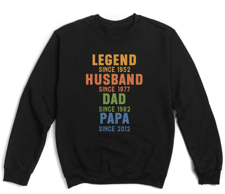Shirts & Tops-Legend - Husband - Dad - Personalized T-Shirt For Men | Dad Gift | Gift For Him-Unisex Sweatshirt-Black-JackNRoy