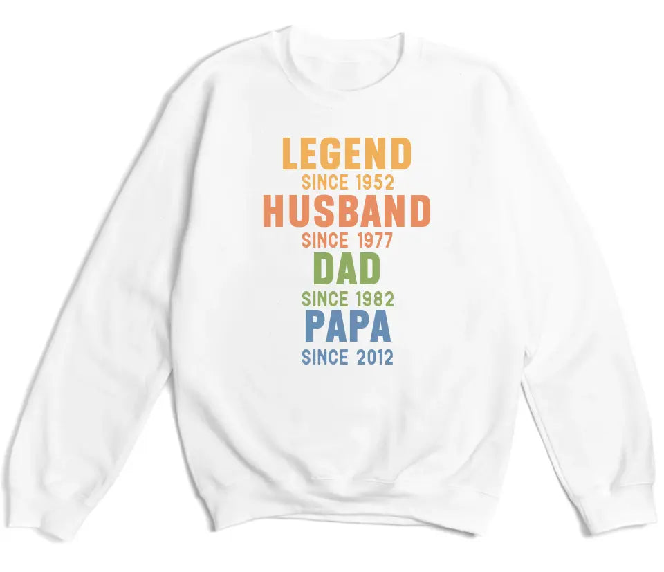 Shirts & Tops-Legend - Husband - Dad - Personalized T-Shirt For Men | Dad Gift | Gift For Him-Unisex Sweatshirt-White-JackNRoy