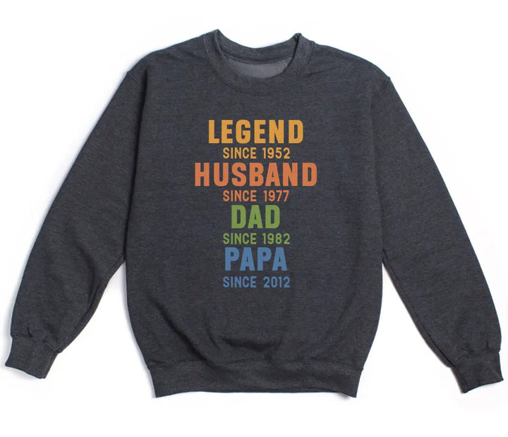 Shirts & Tops-Legend - Husband - Dad - Personalized T-Shirt For Men | Dad Gift | Gift For Him-Unisex Sweatshirt-Dark Heather-JackNRoy