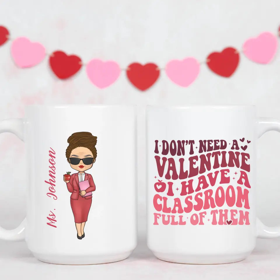 Mug-Valentine Teacher - Personalized Mug for Teachers | Gift For Teacher | Valentine's Mug-Mug-White-JackNRoy