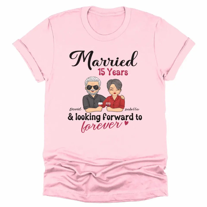 Shirts & Tops-Looking Forward to Forever - Personalized Unisex T-Shirt for Couples | Couple Gifts-Unisex T-Shirt-Pink-JackNRoy