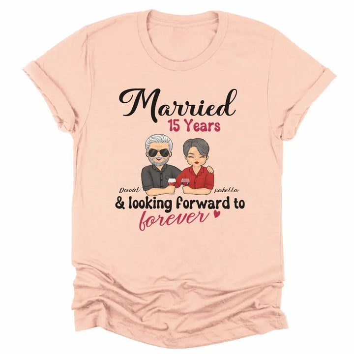 Shirts & Tops-Looking Forward to Forever - Personalized Unisex T-Shirt for Couples | Couple Gifts-Unisex T-Shirt-Heather Peach-JackNRoy