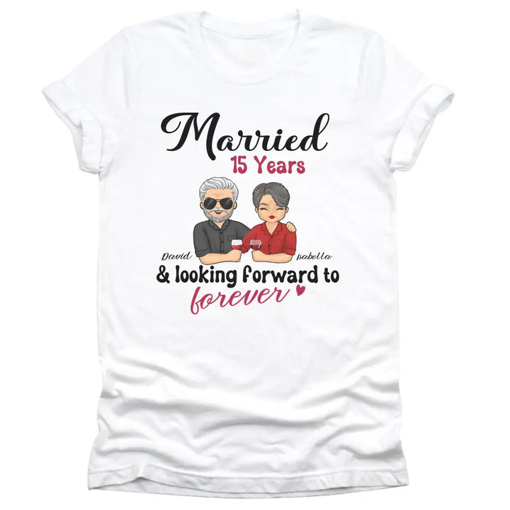 Shirts & Tops-Looking Forward to Forever - Personalized Unisex T-Shirt for Couples | Couple Gifts-Unisex T-Shirt-White-JackNRoy