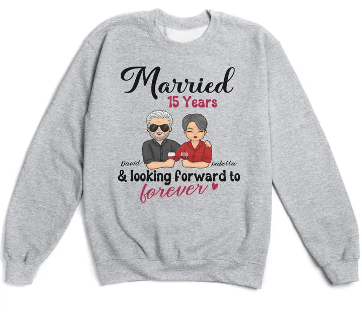 Shirts & Tops-Looking Forward to Forever - Personalized Unisex T-Shirt for Couples | Couple Gifts-Unisex Sweatshirt-Sport Grey-JackNRoy