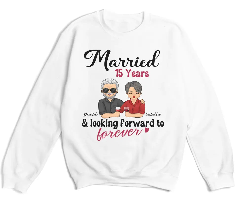 Shirts & Tops-Looking Forward to Forever - Personalized Unisex T-Shirt for Couples | Couple Gifts-Unisex Sweatshirt-White-JackNRoy