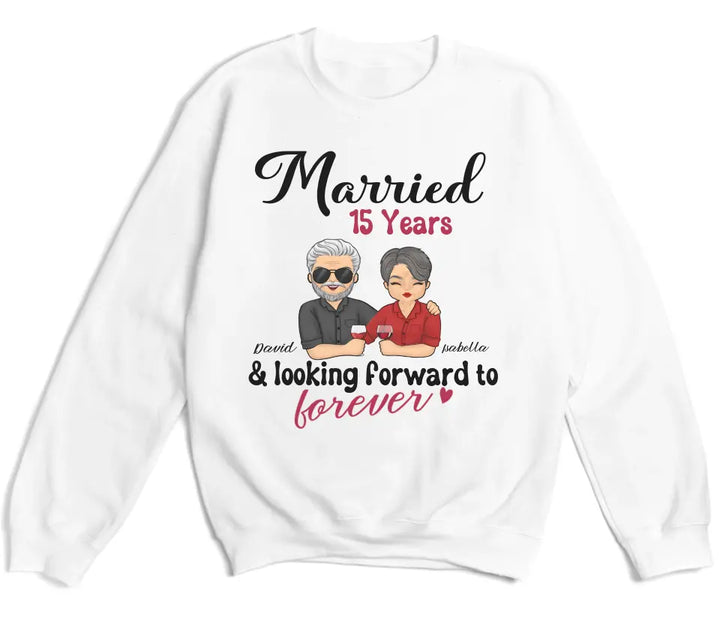 Shirts & Tops-Looking Forward to Forever - Personalized Unisex T-Shirt for Couples | Couple Gifts-Unisex Sweatshirt-White-JackNRoy