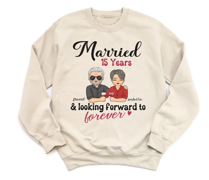 Shirts & Tops-Looking Forward to Forever - Personalized Unisex T-Shirt for Couples | Couple Gifts-Unisex Sweatshirt-Sand-JackNRoy