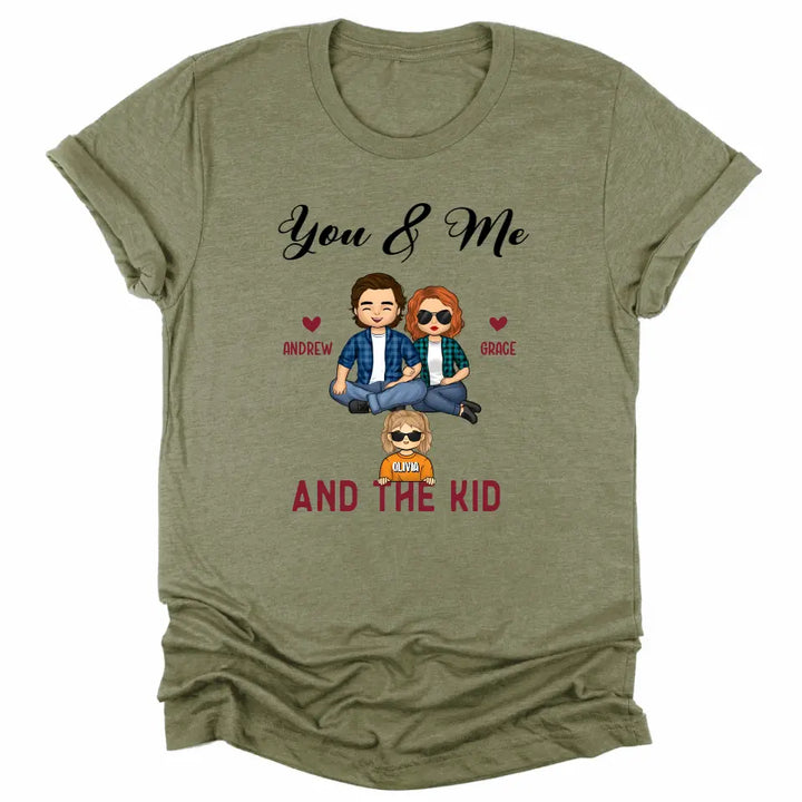 Shirts & Tops-You & Me & The Kids - Personalized Unisex T-Shirt for Couples | Couple Gifts-Unisex T-Shirt-Heather Olive-JackNRoy