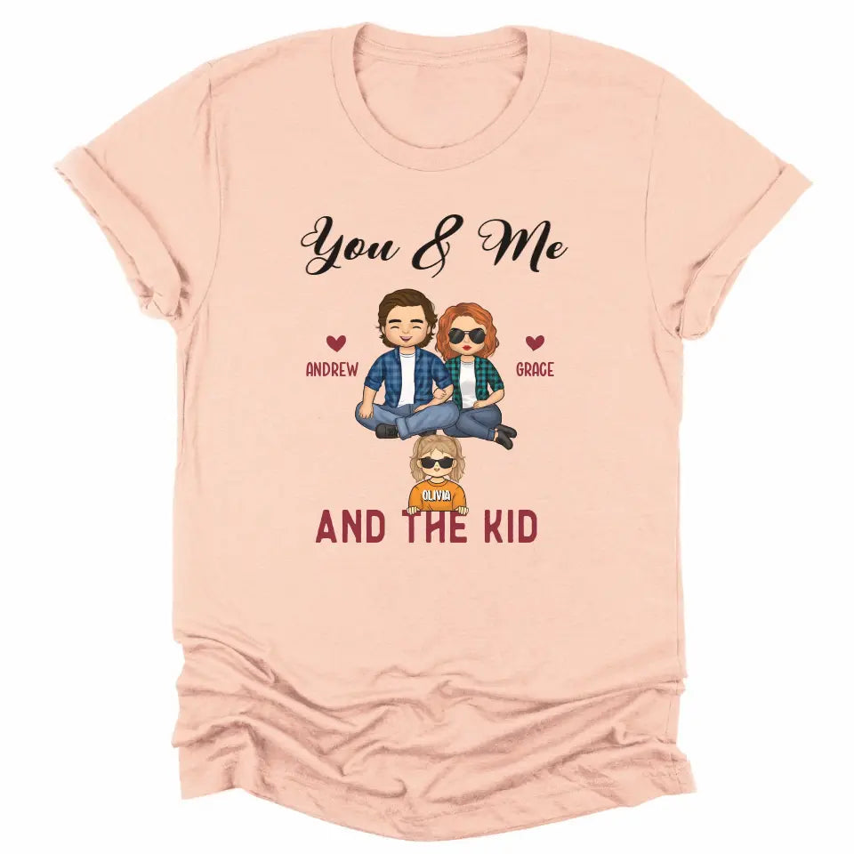 Shirts & Tops-You & Me & The Kids - Personalized Unisex T-Shirt for Couples | Couple Gifts-Unisex T-Shirt-Heather Peach-JackNRoy
