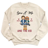 T-Shirt-You & Me & The Kids - Personalized Unisex T-Shirt for Couples | Couple Gifts-Unisex Sweatshirt-Sand-JackNRoy