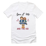 T-Shirt-You & Me & The Kids - Personalized Unisex T-Shirt for Couples | Couple Gifts-Unisex V-Neck-White-JackNRoy