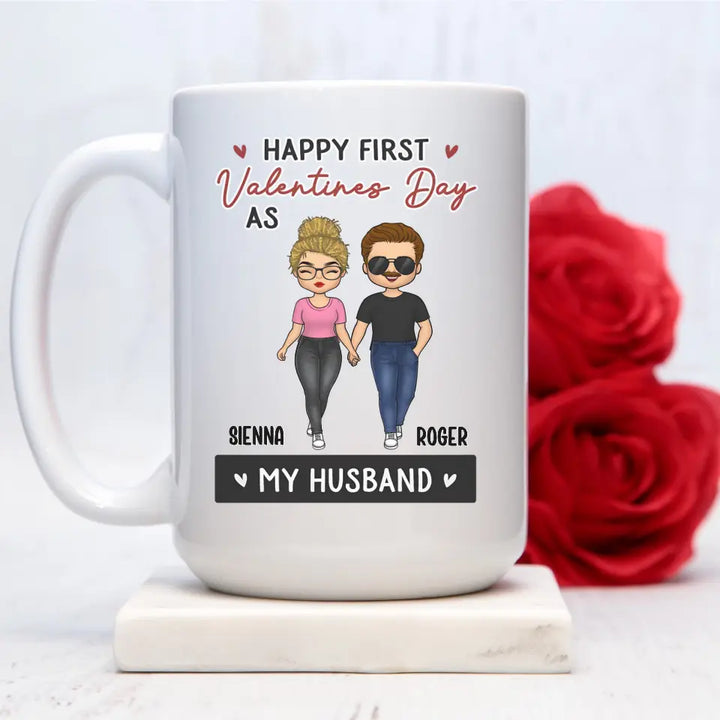 Mug-First Valentine's Day As... - Personalized Mug for Couples | Valentines Mug | Couple Gifts-Mug-White-JackNRoy