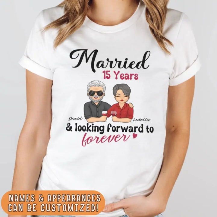Shirts & Tops-Looking Forward to Forever - Personalized Unisex T-Shirt for Couples | Couple Gifts-JackNRoy