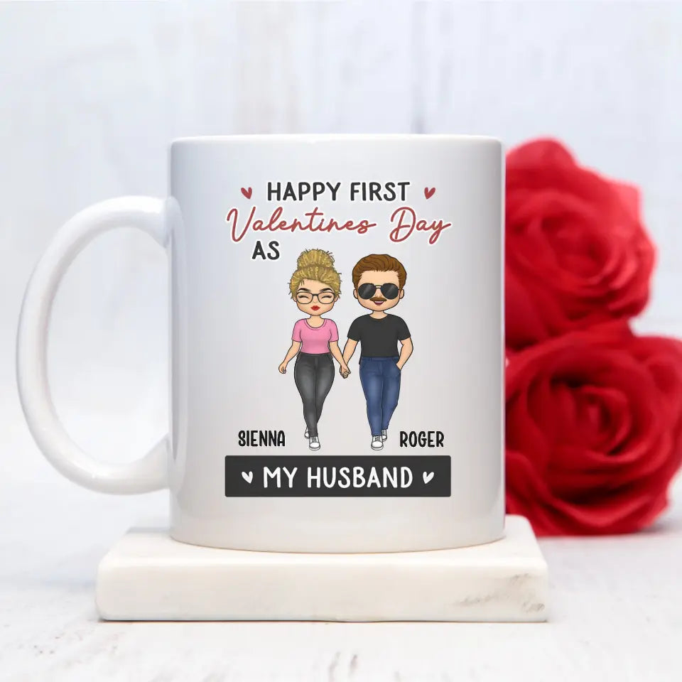 Mug-First Valentine's Day As... - Personalized Mug for Couples | Valentines Mug | Couple Gifts-Mug-White-JackNRoy