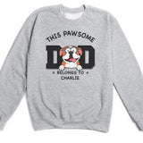 Sweatshirt-Pawsome Dad Belongs To - Personalized Unisex Sweatshirt for Dog Dads | Dog Dad Gift | Pet Lover Sweatshirt-Unisex Sweatshirt-Sport Grey-JackNRoy