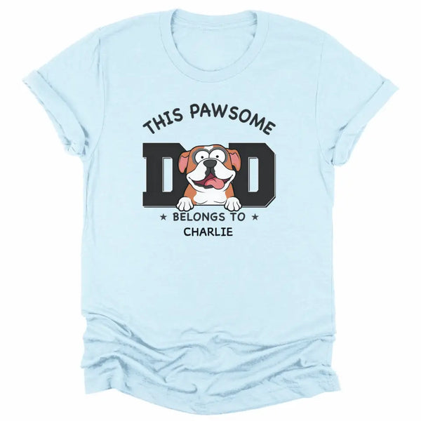 Sweatshirt-Pawsome Dad Belongs To - Personalized Unisex Sweatshirt for Dog Dads | Dog Dad Gift | Pet Lover Sweatshirt-Unisex T-Shirt-Heather Ice Blue-JackNRoy