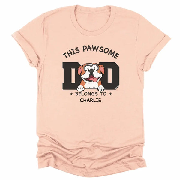 Sweatshirt-Pawsome Dad Belongs To - Personalized Unisex Sweatshirt for Dog Dads | Dog Dad Gift | Pet Lover Sweatshirt-Unisex T-Shirt-Heather Peach-JackNRoy