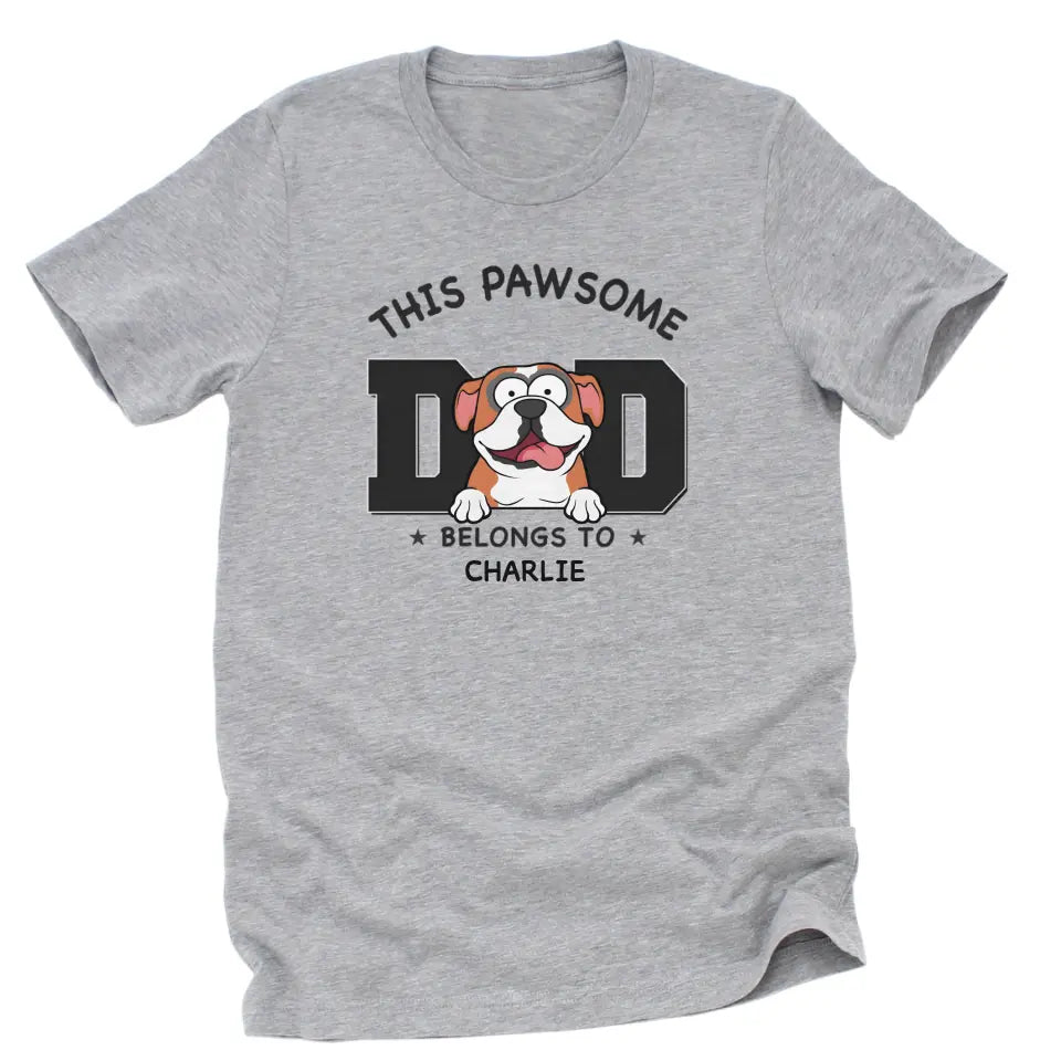 Sweatshirt-Pawsome Dad Belongs To - Personalized Unisex Sweatshirt for Dog Dads | Dog Dad Gift | Pet Lover Sweatshirt-Unisex T-Shirt-Athletic Heather-JackNRoy
