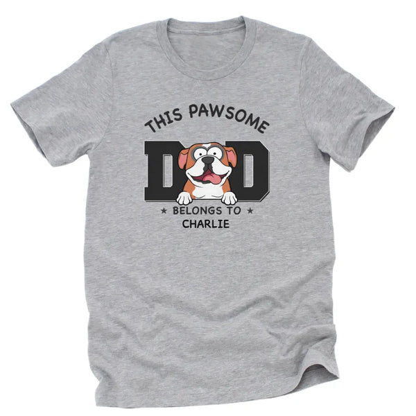 Sweatshirt-Pawsome Dad Belongs To - Personalized Unisex Sweatshirt for Dog Dads | Dog Dad Gift | Pet Lover Sweatshirt-Unisex T-Shirt-Athletic Heather-JackNRoy
