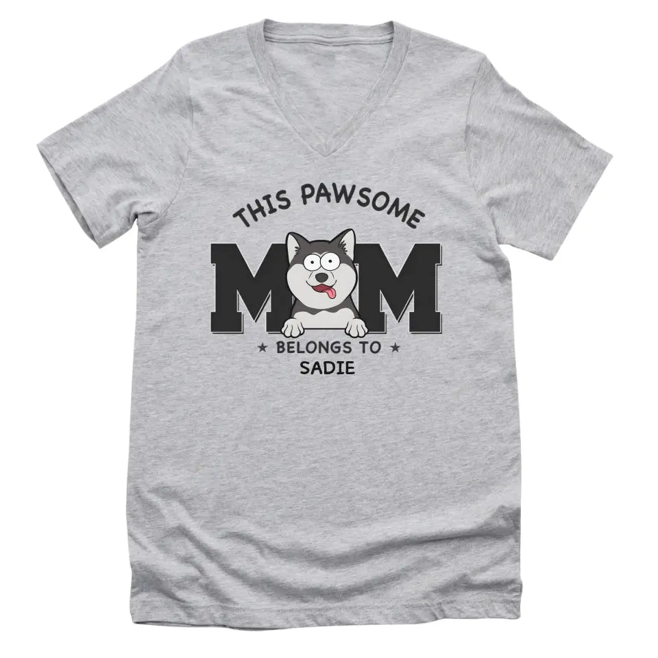 Shirts & Tops-This Pawsome Mom Belongs To - Personalized Unisex Sweatshirt for Dog Moms | Dog Mom Gift | Pet Lover Sweatshirt-JackNRoy