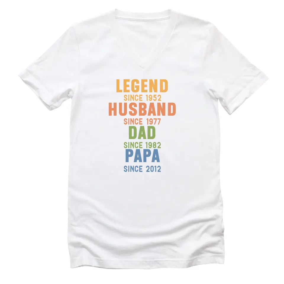 Sweatshirt-Legend - Husband - Dad - Personalized Sweatshirt For Men | Dad Gift | Gift For Him-Unisex V-Neck-White-JackNRoy