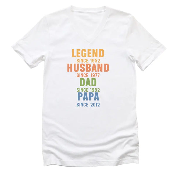 Sweatshirt-Legend - Husband - Dad - Personalized Sweatshirt For Men | Dad Gift | Gift For Him-Unisex V-Neck-White-JackNRoy