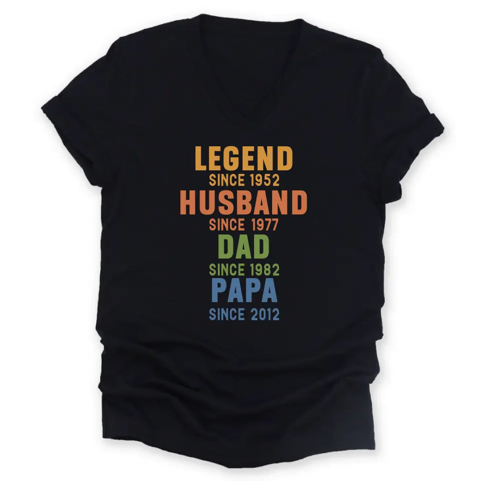 Shirts & Tops-Legend - Husband - Dad - Personalized Sweatshirt For Men | Dad Gift | Gift For Him-Unisex V-Neck-Black-JackNRoy