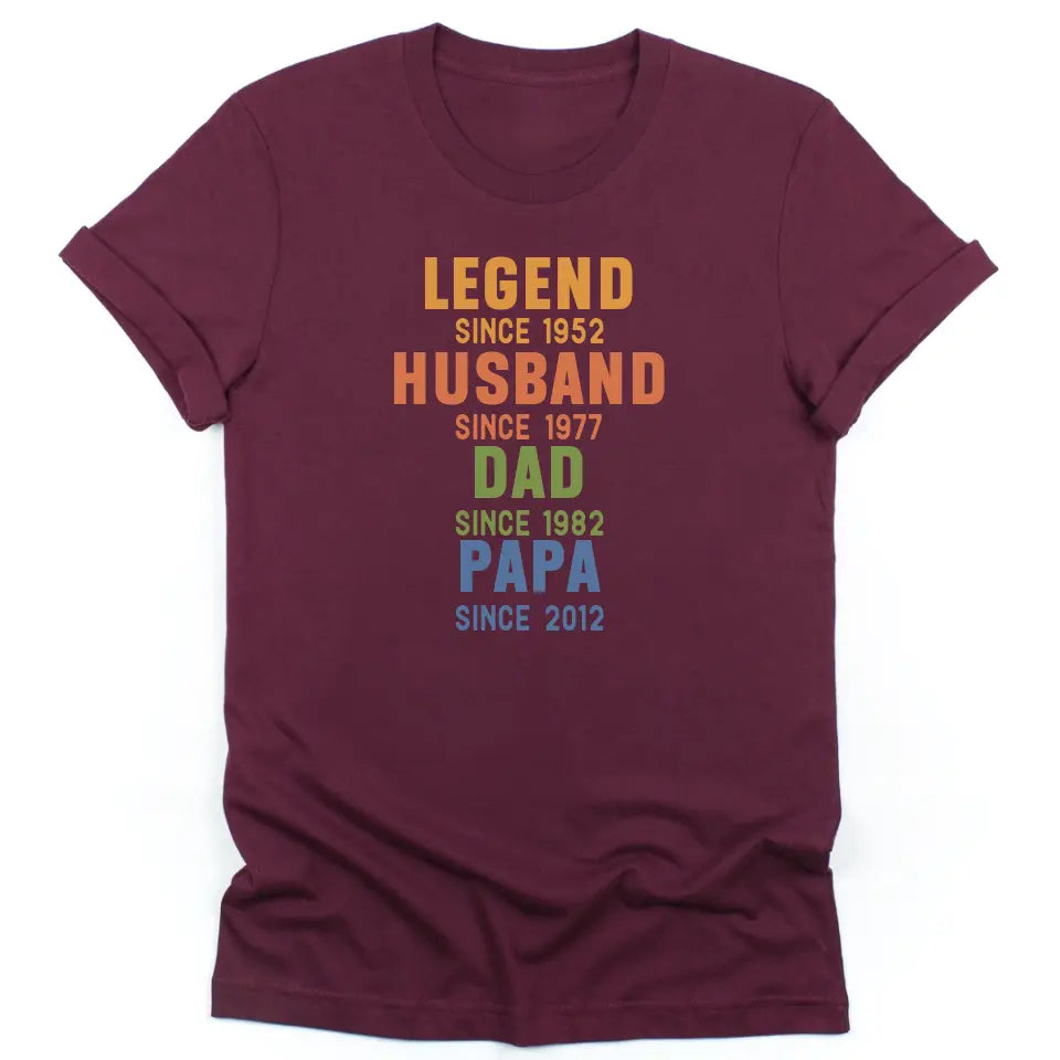 Shirts & Tops-Legend - Husband - Dad - Personalized Sweatshirt For Men | Dad Gift | Gift For Him-Unisex T-Shirt-Maroon-JackNRoy