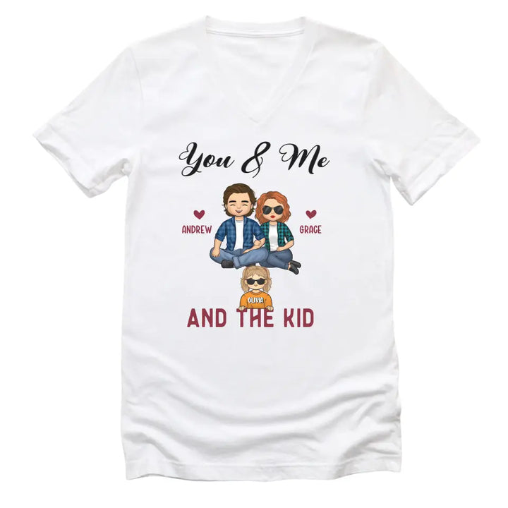 Shirts & Tops-You & Me & The Kids - Personalized Unisex Sweatshirt for Couples | Couple Gifts-Unisex V-Neck-White-JackNRoy