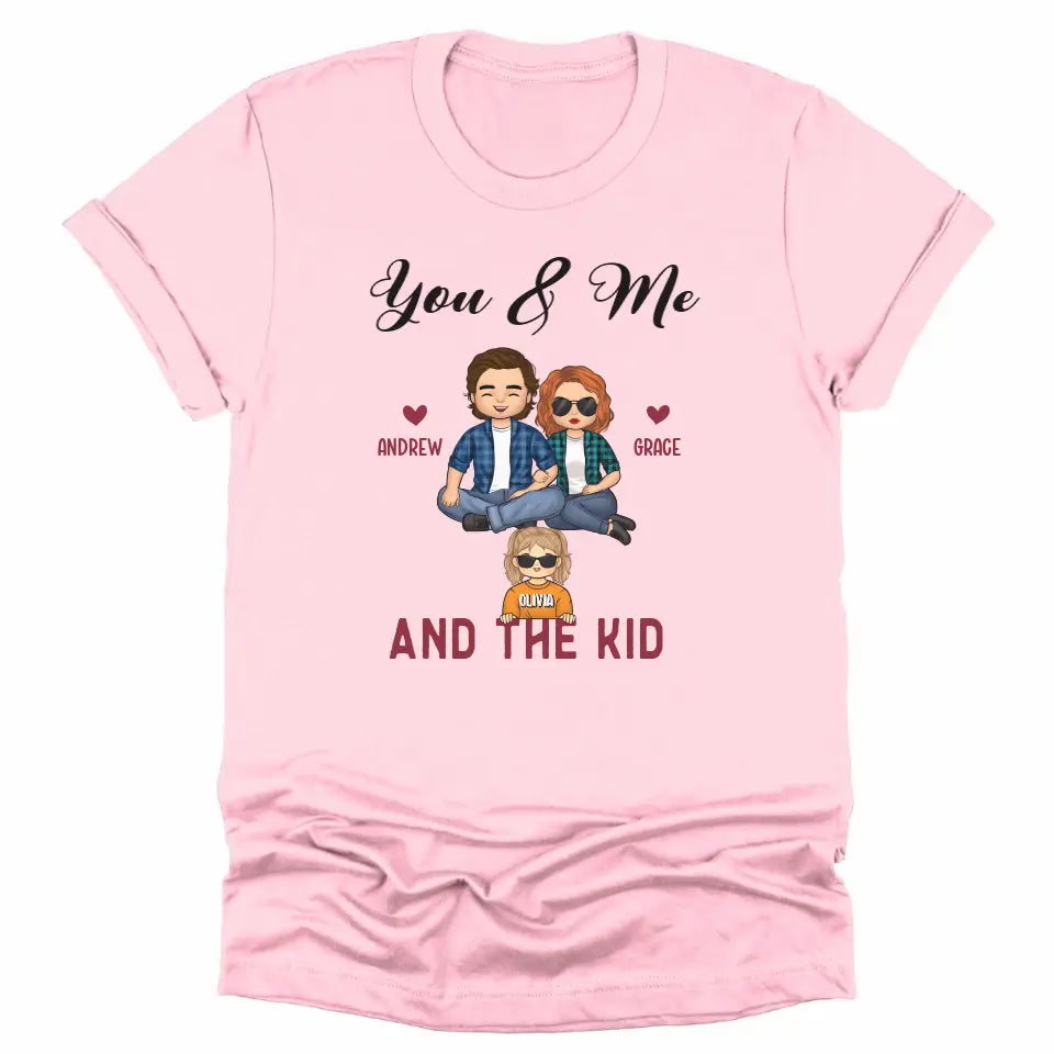 Shirts & Tops-You & Me & The Kids - Personalized Unisex Sweatshirt for Couples | Couple Gifts-Unisex T-Shirt-Pink-JackNRoy