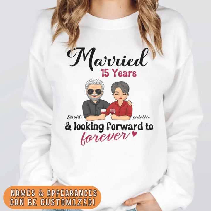 Shirts & Tops-Looking Forward to Forever - Personalized Unisex Sweatshirt for Couples | Couple Gifts-JackNRoy