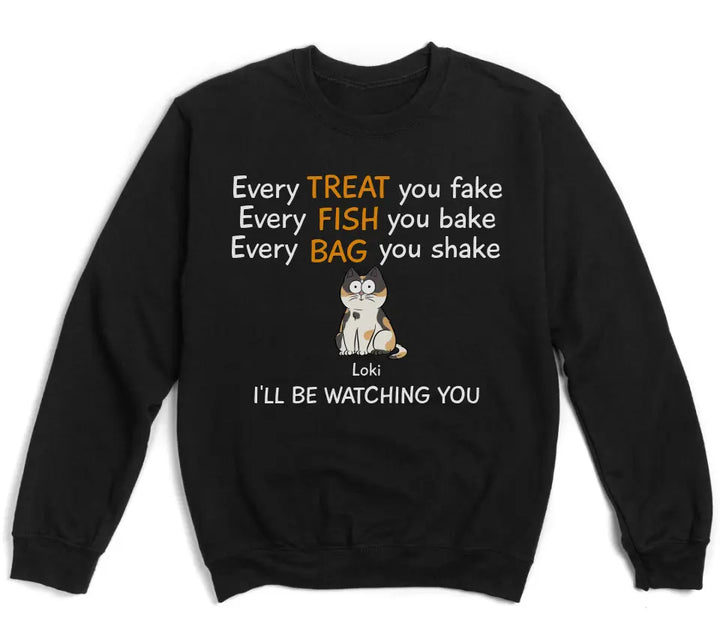Shirts & Tops-I'll be Watching You - Personalized Unisex Sweatshirt for Cat Lovers | Cat Lover Gift | Personalized Gift-Unisex Sweatshirt-Black-JackNRoy