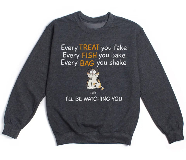 Shirts & Tops-I'll be Watching You - Personalized Unisex Sweatshirt for Cat Lovers | Cat Lover Gift | Personalized Gift-Unisex Sweatshirt-Dark Heather-JackNRoy