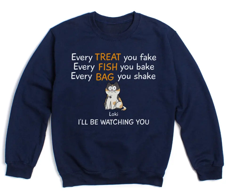 Shirts & Tops-I'll be Watching You - Personalized Unisex Sweatshirt for Cat Lovers | Cat Lover Gift | Personalized Gift-Unisex Sweatshirt-Navy-JackNRoy