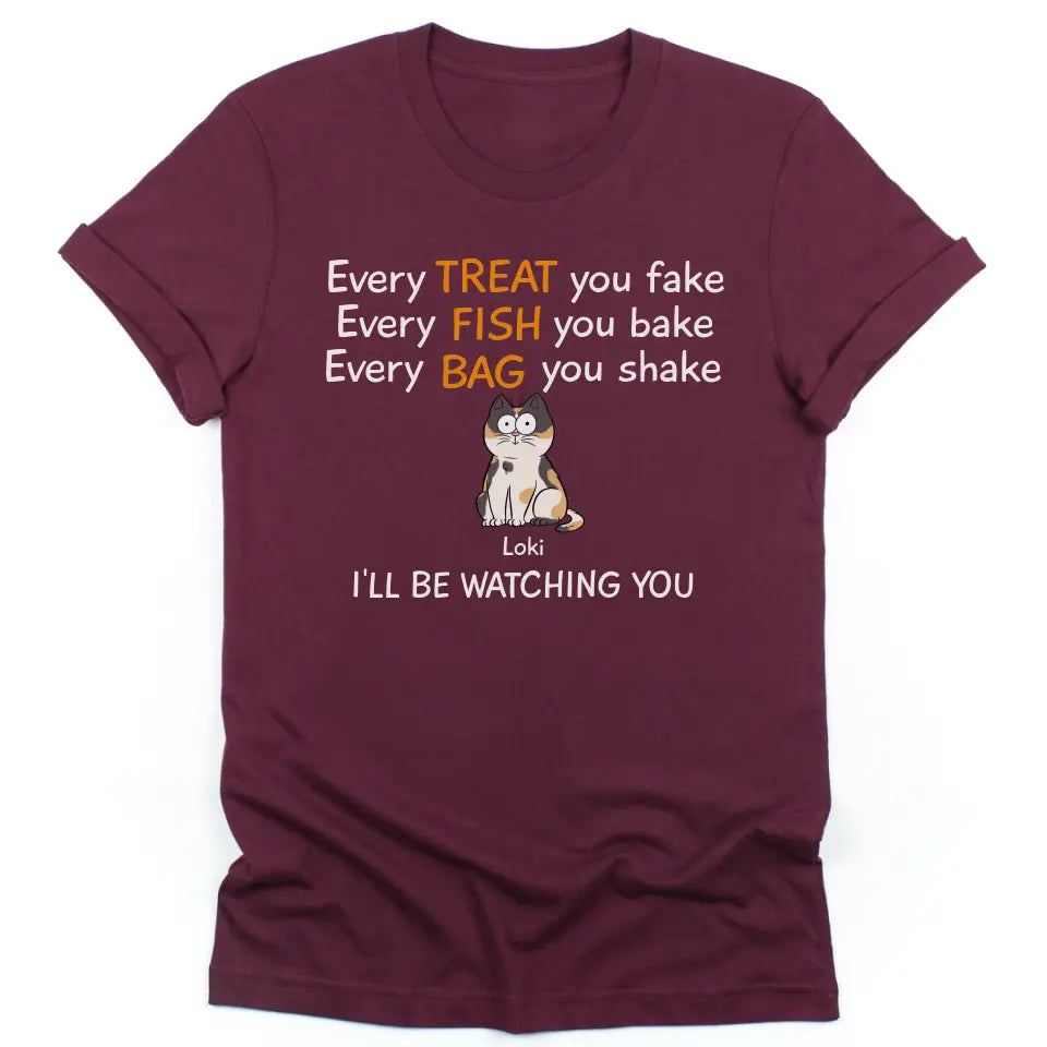 Shirts & Tops-I'll be Watching You - Personalized Unisex Sweatshirt for Cat Lovers | Cat Lover Gift | Personalized Gift-Unisex T-Shirt-Maroon-JackNRoy
