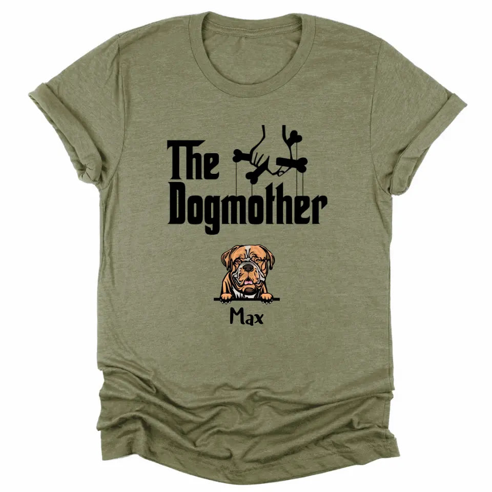 Shirts & Tops-The Dogmother - Personalized Unisex T-Shirt for Dog Mothers | Pet Lover T-Shirt | Dog Mom-Unisex T-Shirt-Heather Olive-JackNRoy