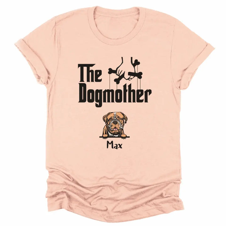 Shirts & Tops-The Dogmother - Personalized Unisex T-Shirt for Dog Mothers | Pet Lover T-Shirt | Dog Mom-Unisex T-Shirt-Heather Peach-JackNRoy