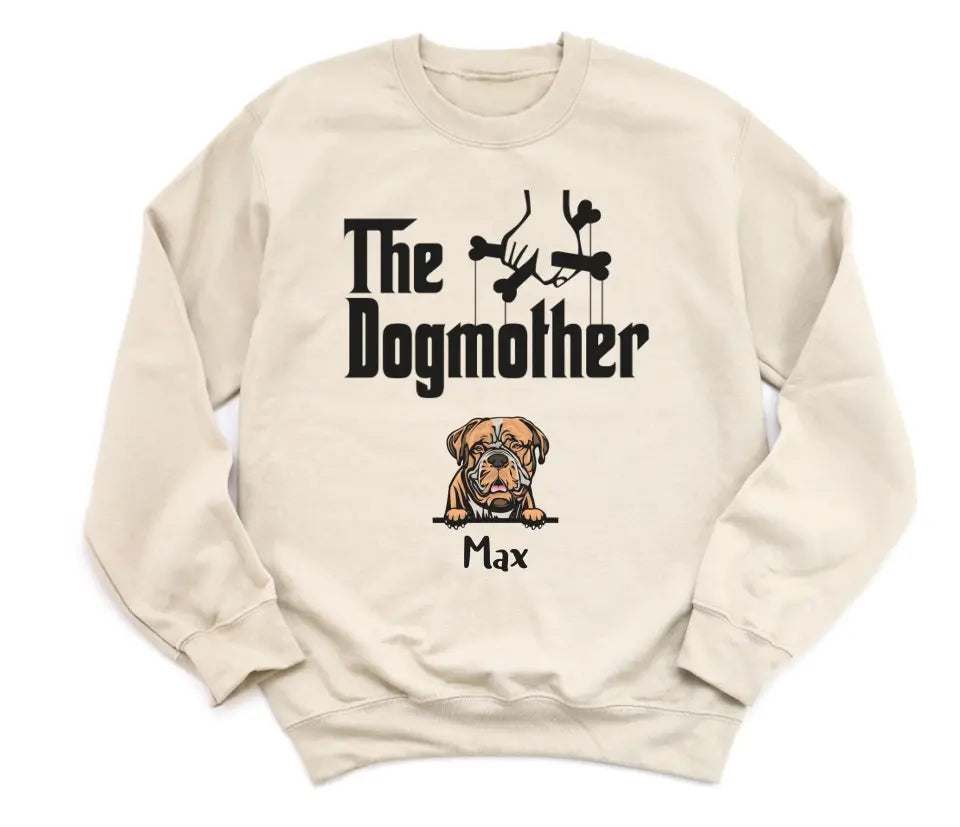 Shirts & Tops-The Dogmother - Personalized Unisex T-Shirt for Dog Mothers | Pet Lover T-Shirt | Dog Mom-Unisex Sweatshirt-Sand-JackNRoy