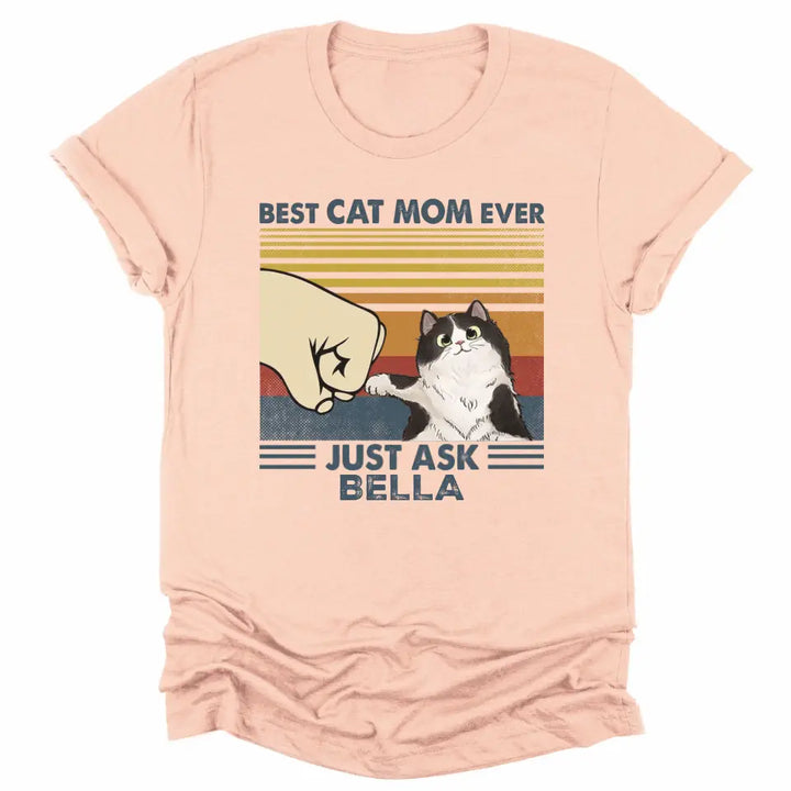 Shirts & Tops-Best Cat Mom / Dad Ever - Personalized Unisex T-Shirt for Cat Lover | Cat Mom Gift | Cat Dad Gift-Unisex T-Shirt-Heather Peach-JackNRoy